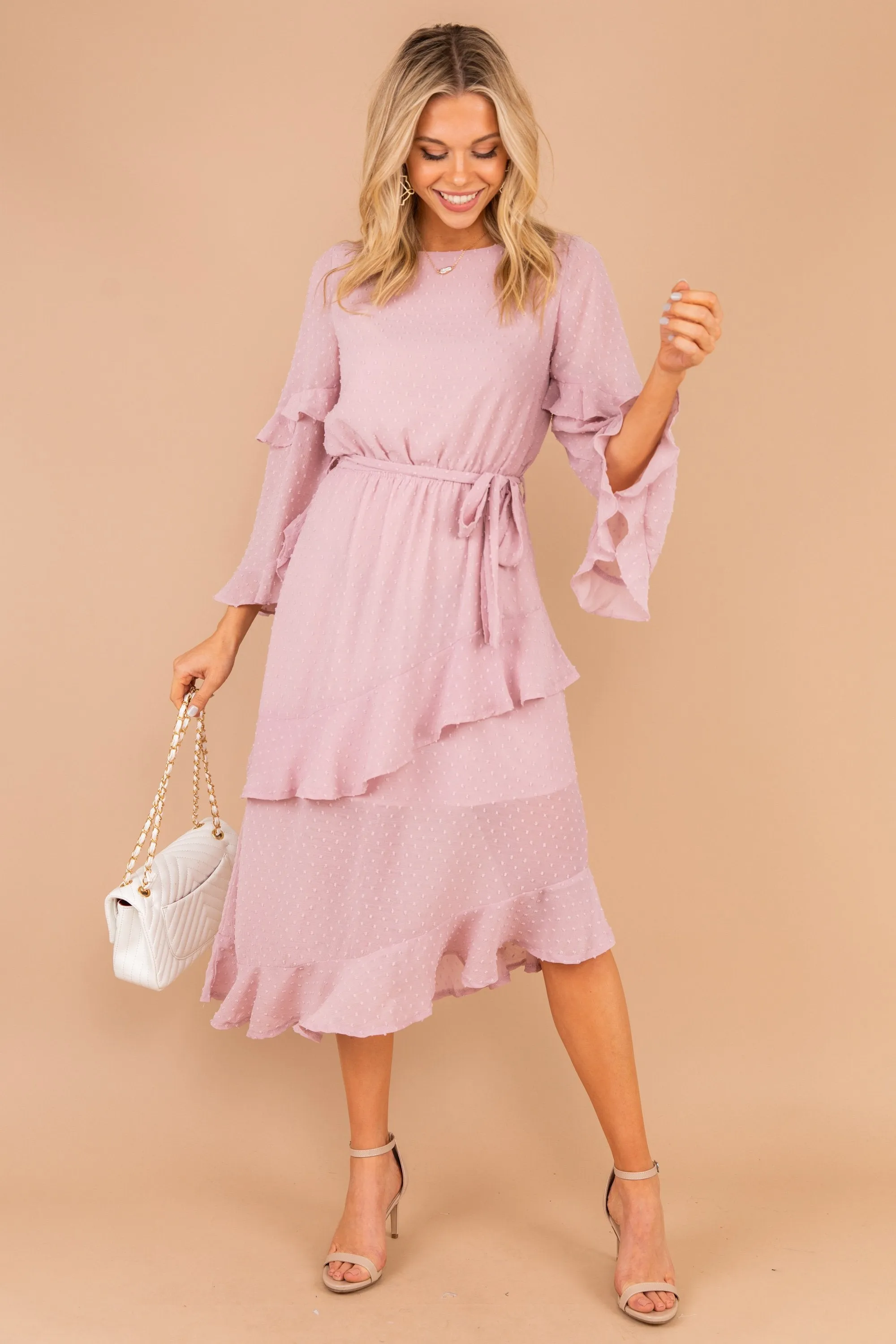 All Yours Lavender Purple Tiered Midi Dress