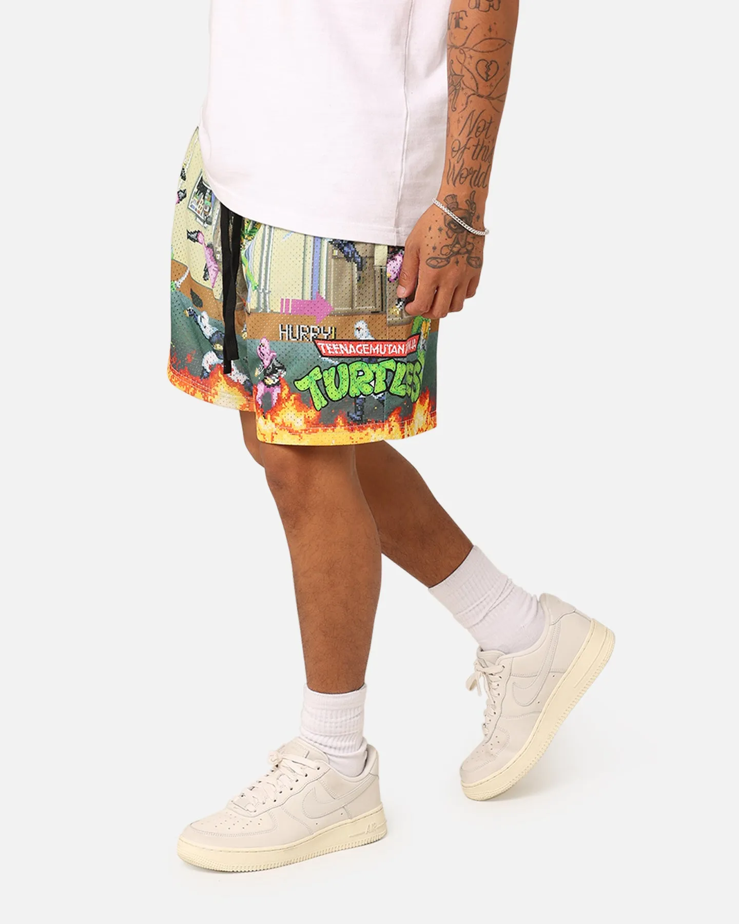 American Thrift X Teenage Mutant Ninja Turtles Arcade Retro Mesh Shorts Tan/Multi