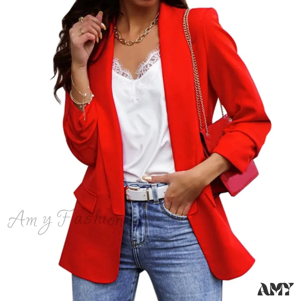 Amy Fashion - Office Ladies Workwear Fashion Long Sleeve Blazers