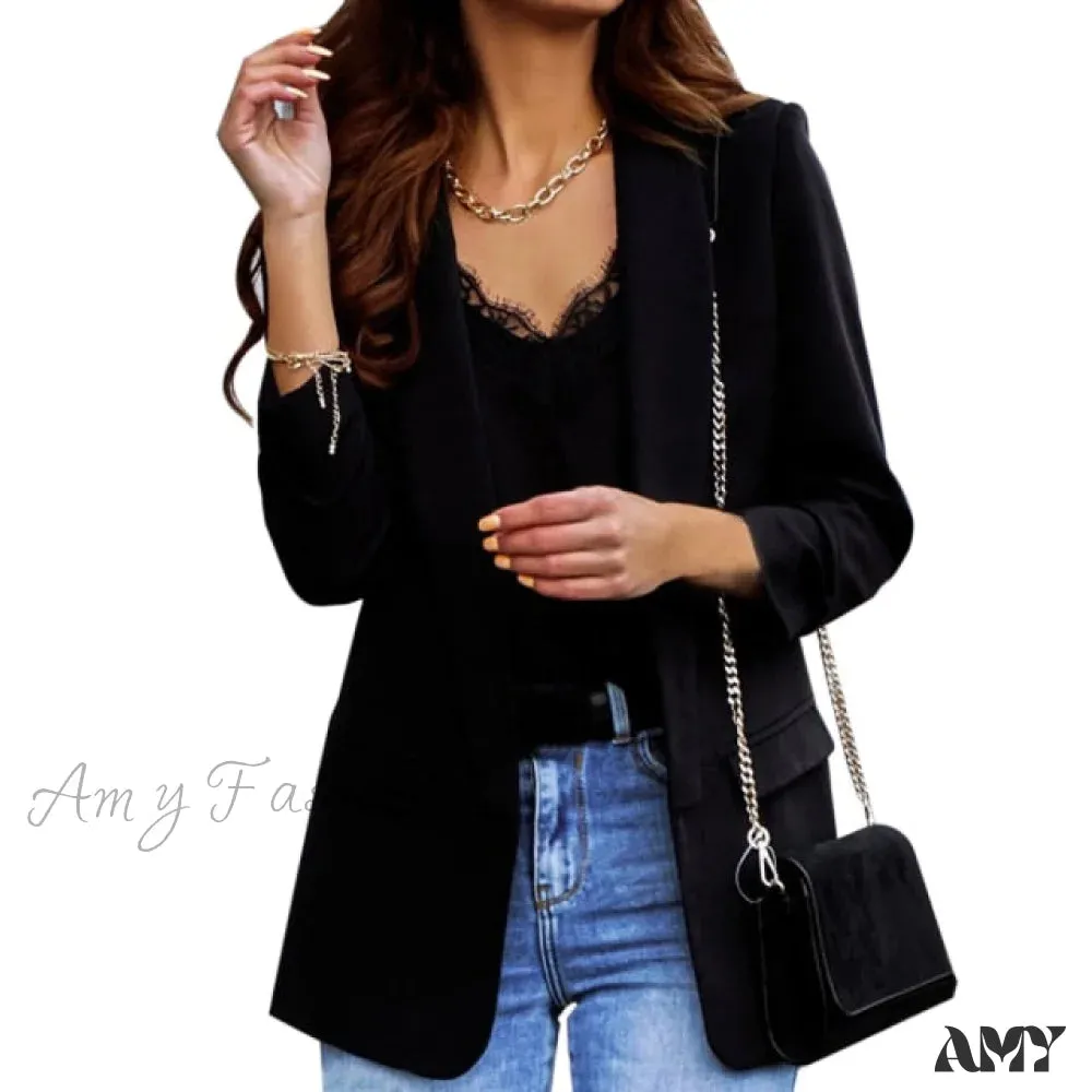 Amy Fashion - Office Ladies Workwear Fashion Long Sleeve Blazers