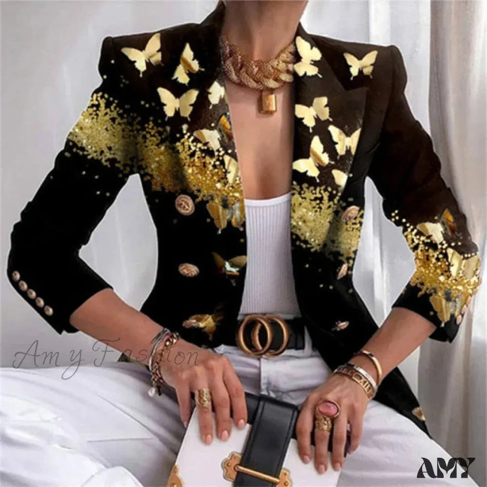 Amy Fashion - Plaid Leopard Chain Print Stitched Blazer