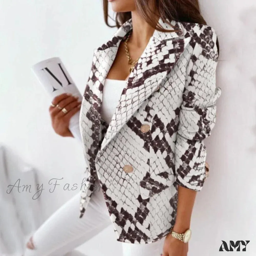 Amy Fashion - Turn-Down Collar Casual Simple Long Sleeve Blazer