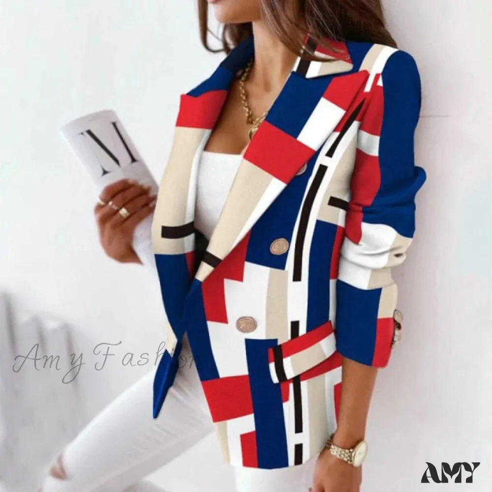 Amy Fashion - Turn-Down Collar Casual Simple Long Sleeve Blazer