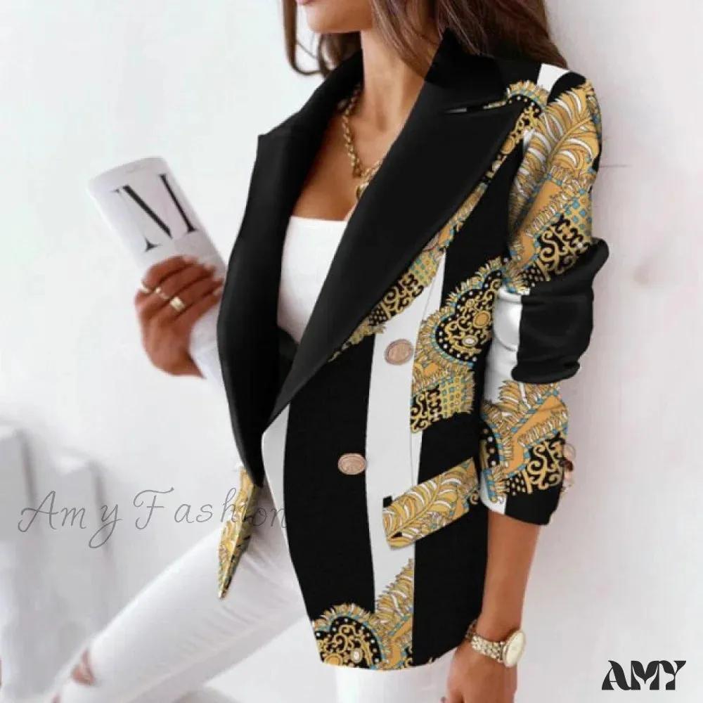 Amy Fashion - Turn-Down Collar Casual Simple Long Sleeve Blazer