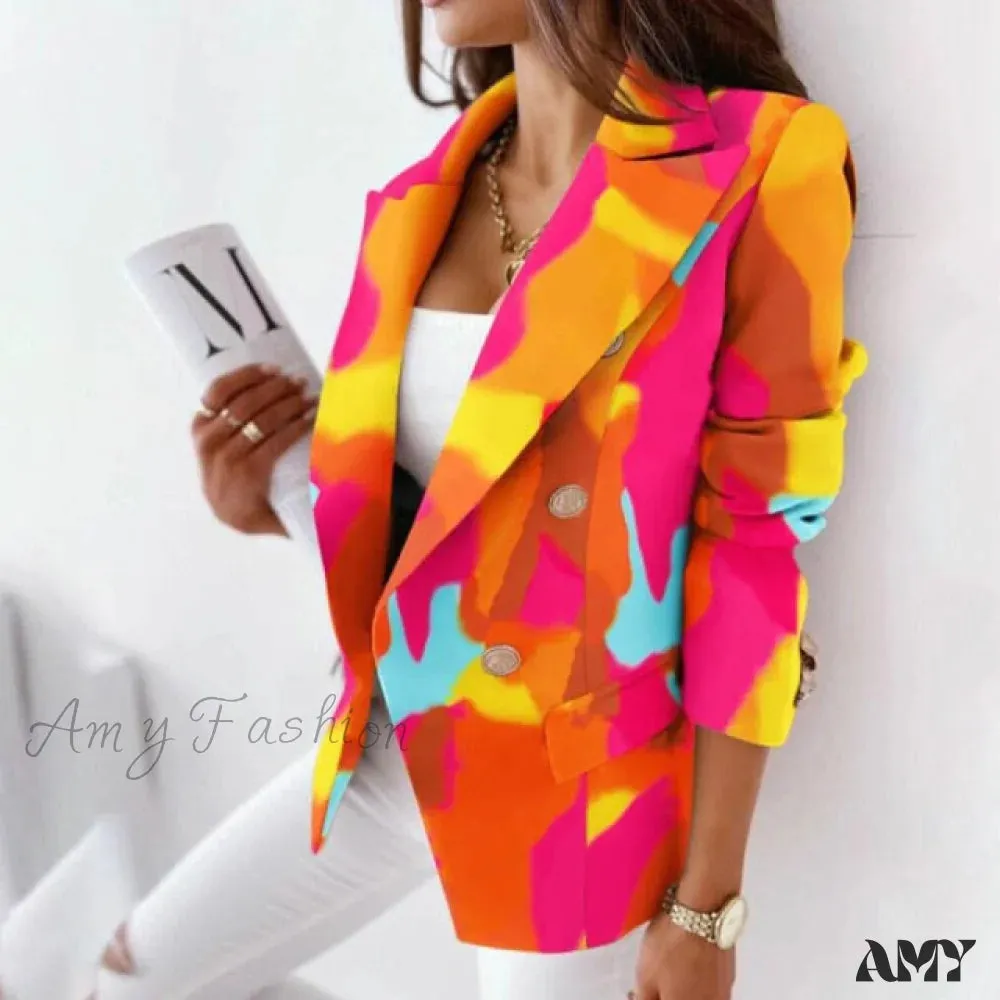 Amy Fashion - Turn-Down Collar Casual Simple Long Sleeve Blazer