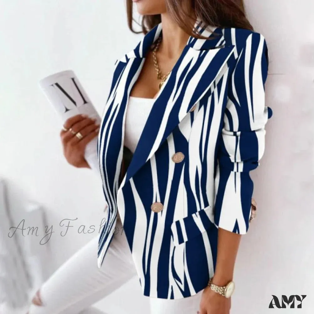 Amy Fashion - Turn-Down Collar Casual Simple Long Sleeve Blazer