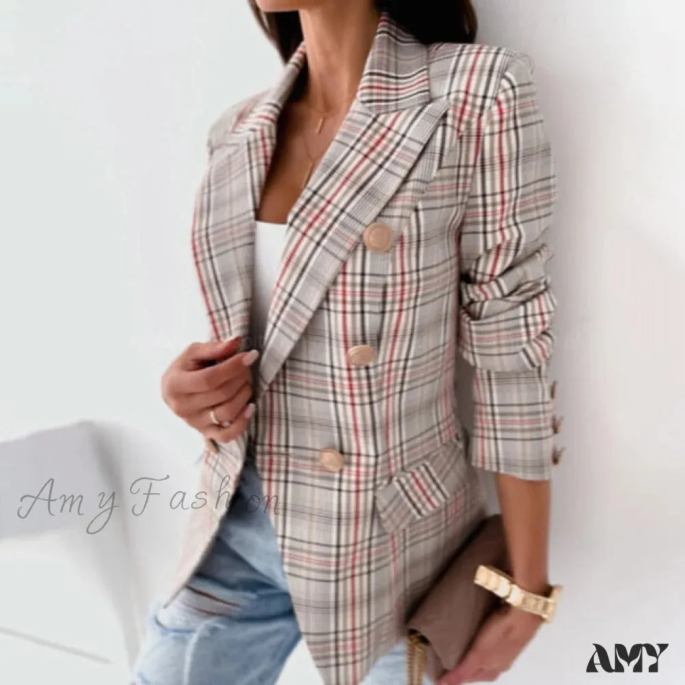 Amy Fashion - Turn-Down Collar Casual Simple Long Sleeve Blazer