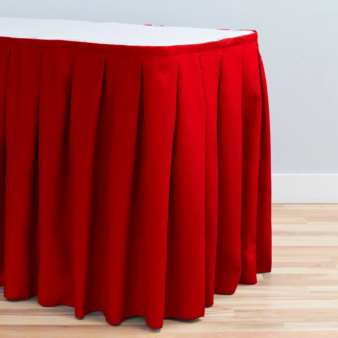 Bargain 21 Ft. Accordion Pleat Polyester Table Skirt Red