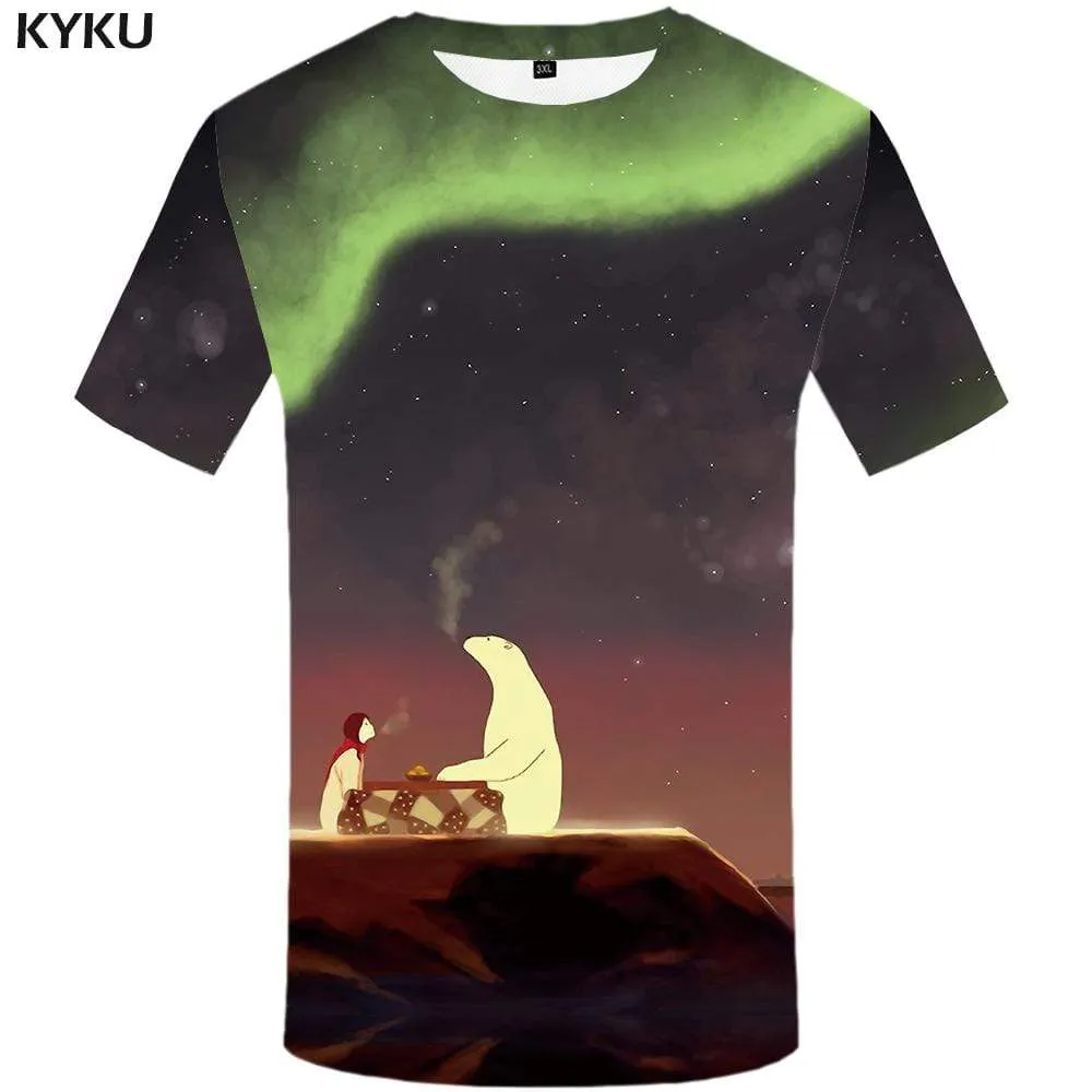 Bear T-shirts Men Russia Tshirt Anime Animal Tshirts Print Aurora T shirts Funny Cartoon T-shirt 3d Mens Clothing Short Sleeve