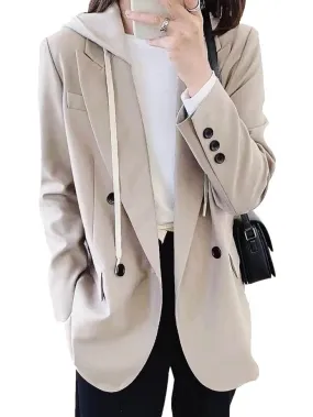 Beige hooded blazer