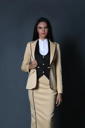 Beige Piping Blazer