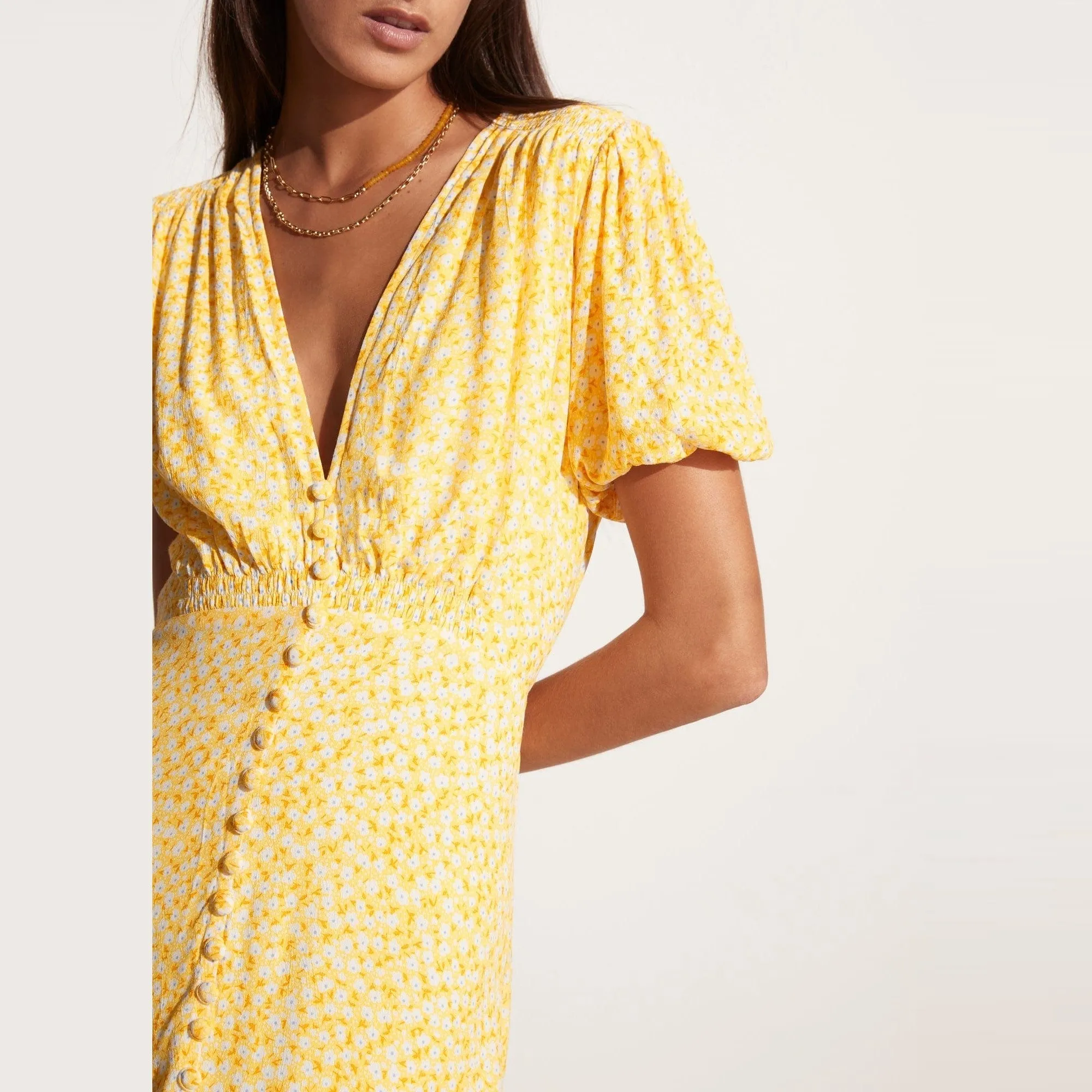 Bellavista Midi Dress (Careyes Floral Marigold)