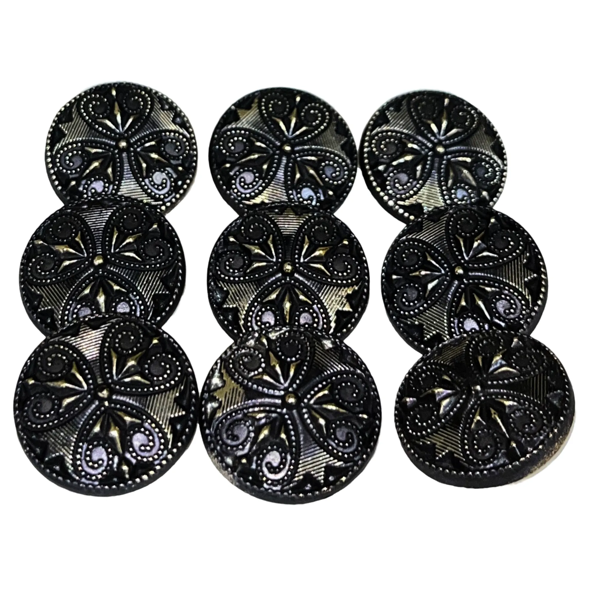 Black Color Ancient Medieval Designer Round 1 Hole Plastic Buttons