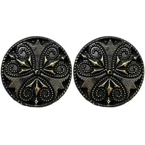 Black Color Ancient Medieval Designer Round 1 Hole Plastic Buttons