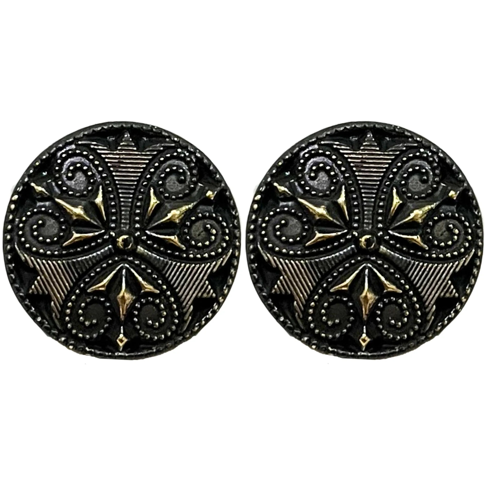 Black Color Ancient Medieval Designer Round 1 Hole Plastic Buttons