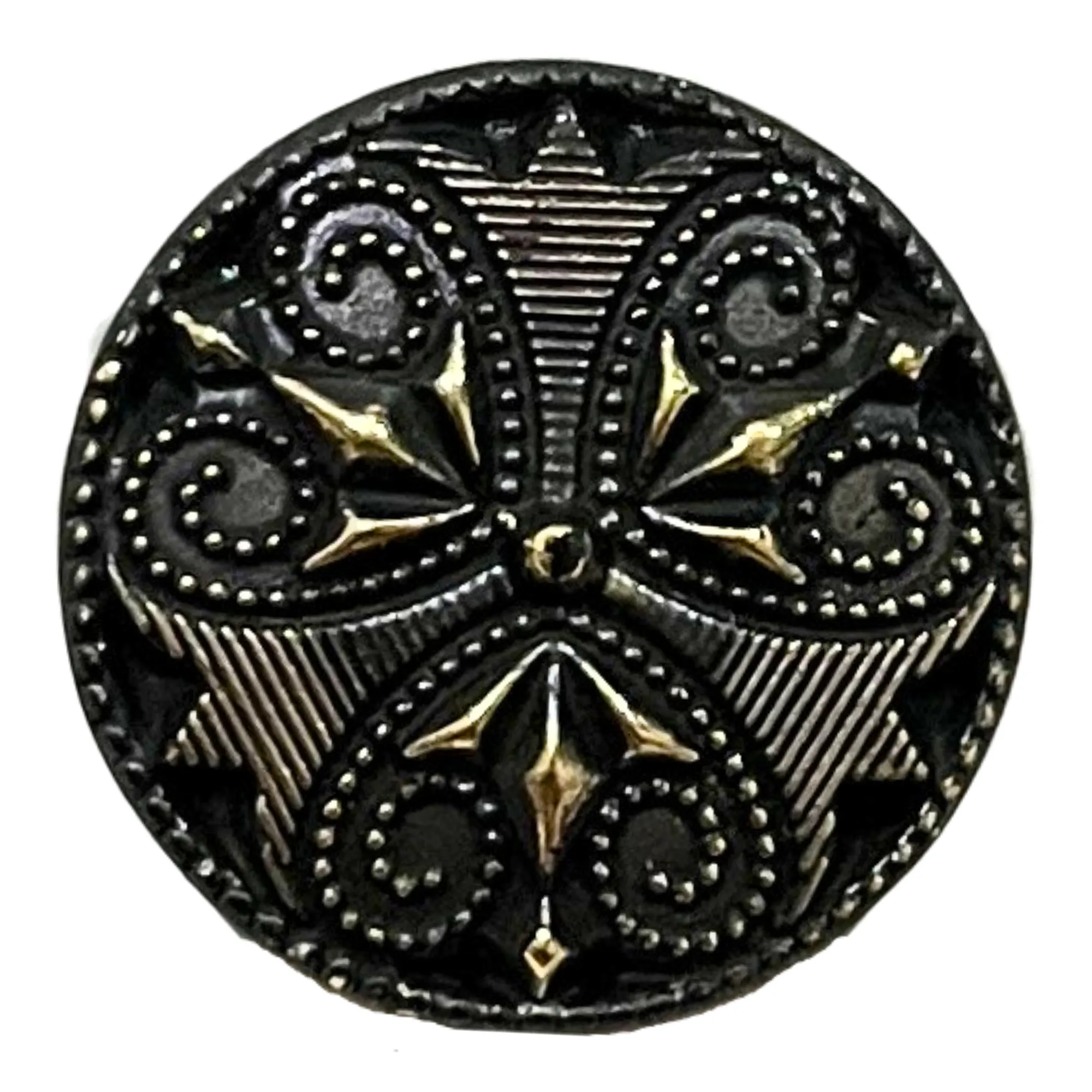 Black Color Ancient Medieval Designer Round 1 Hole Plastic Buttons