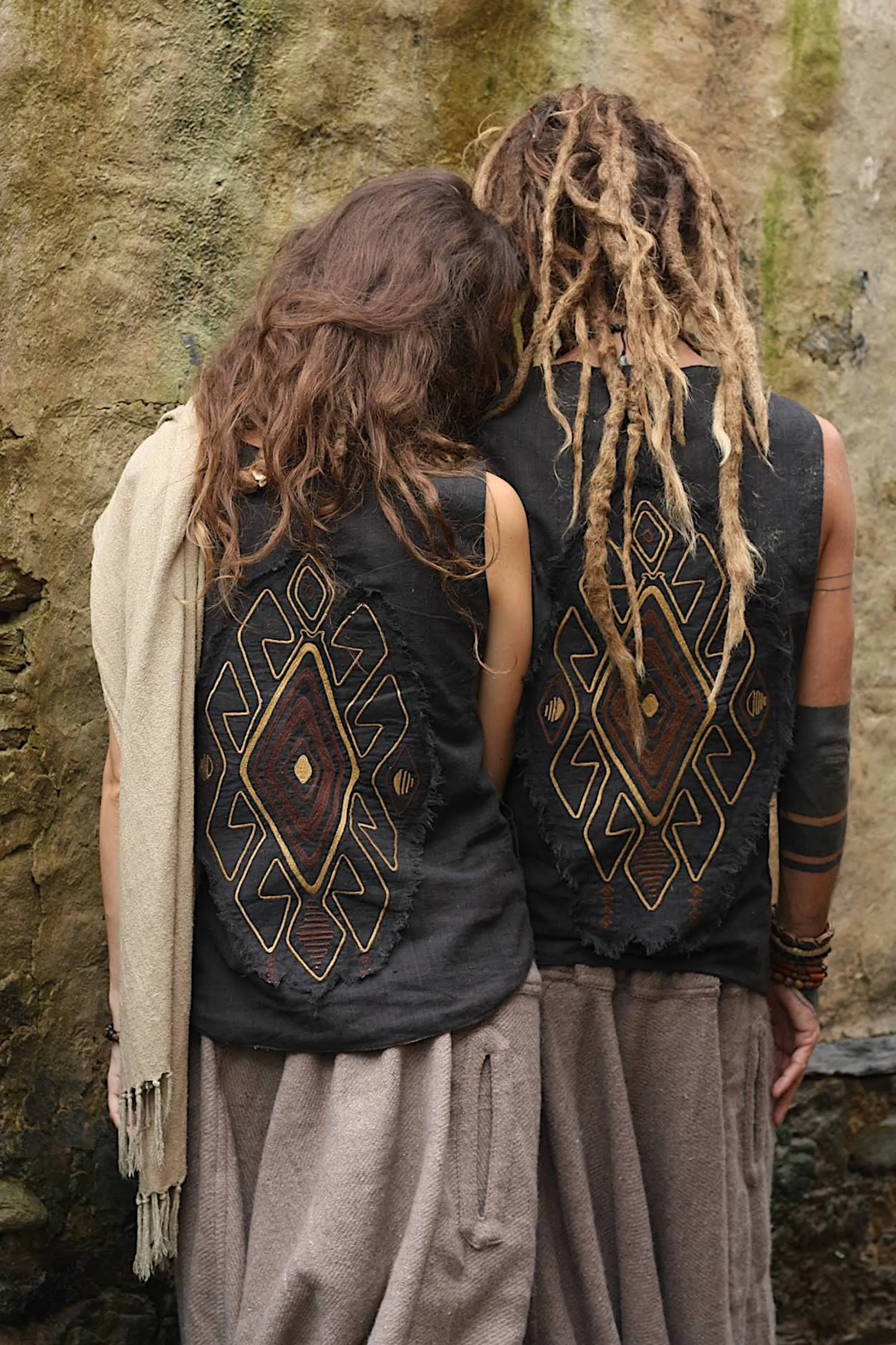 Black Handwoven Cotton Embroidered Vest ⫸ Natural Dyed