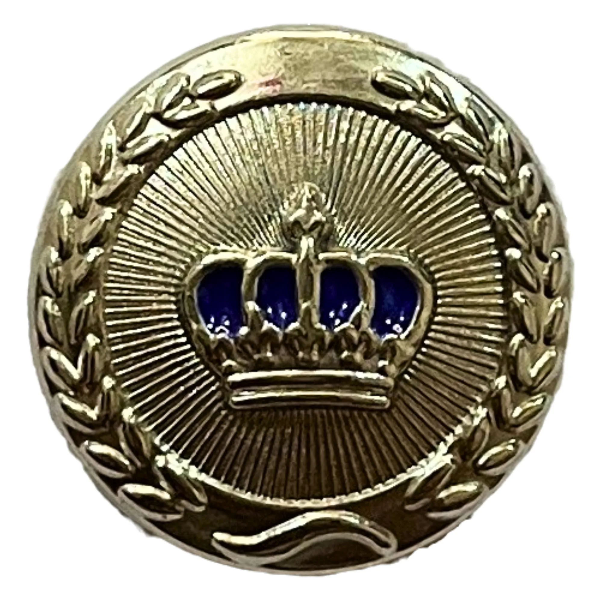 Blue & Silver King and Queen Crown Design Round 1 Hole Metal Buttons