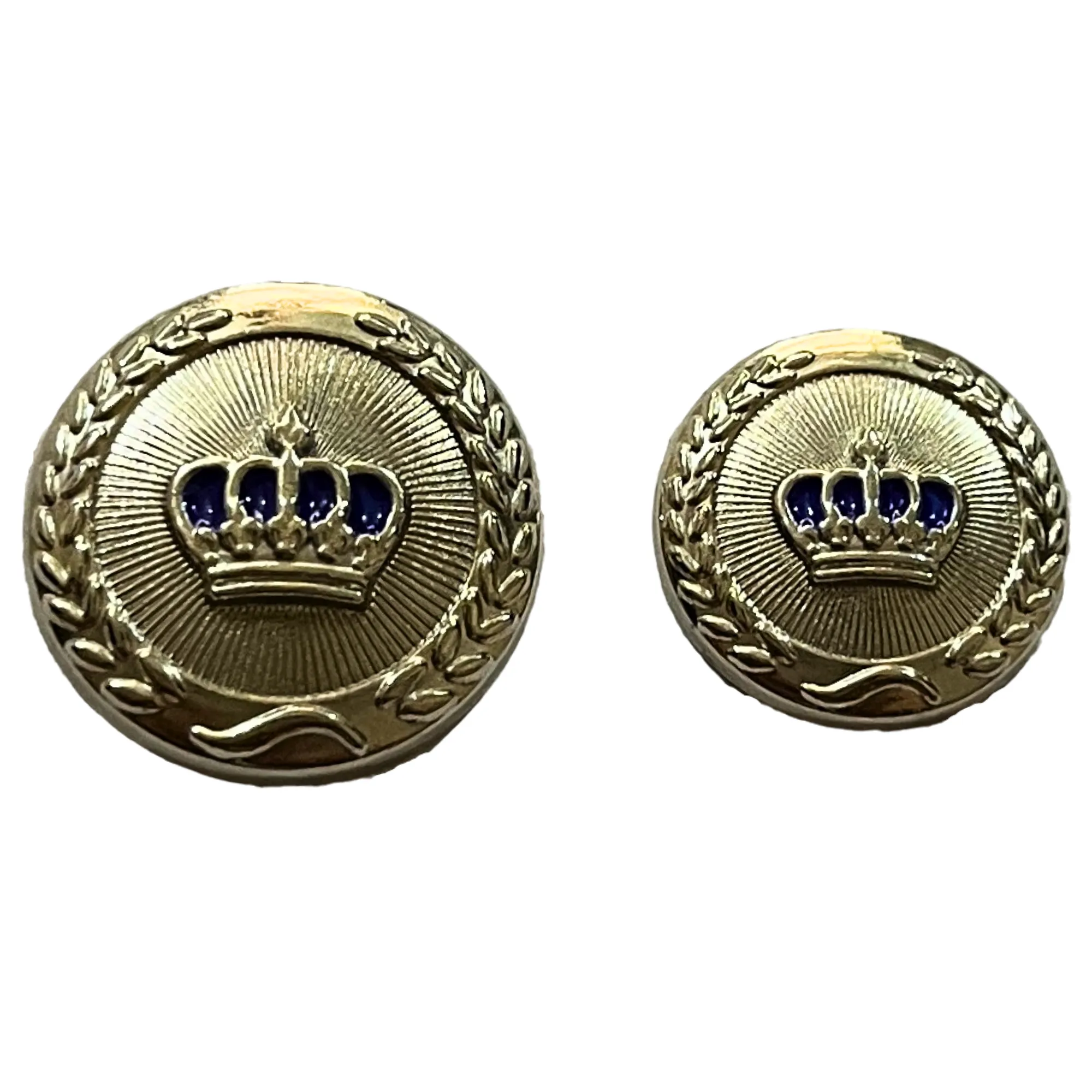 Blue & Silver King and Queen Crown Design Round 1 Hole Metal Buttons