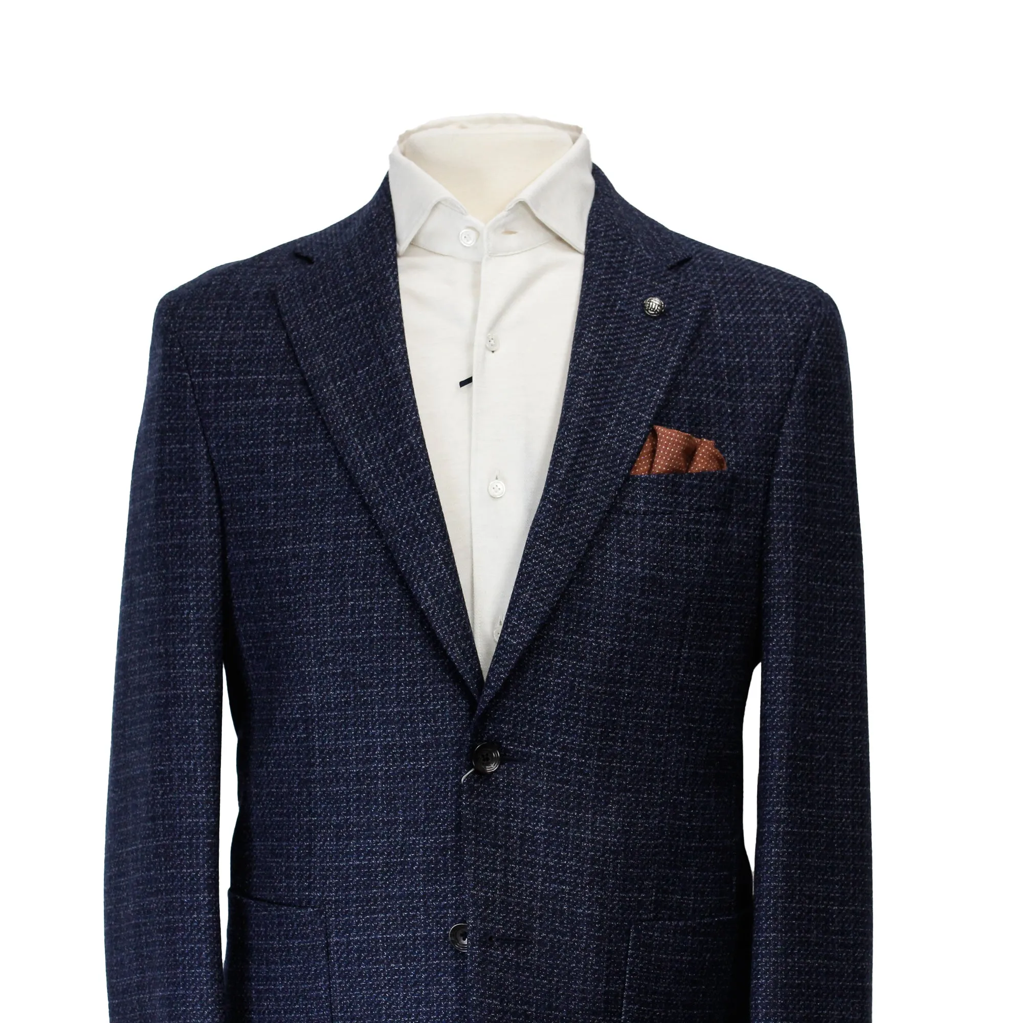 Blue Mélange Knit Morton Contemporary Fit Wool Sport Jacket - Jack Victor