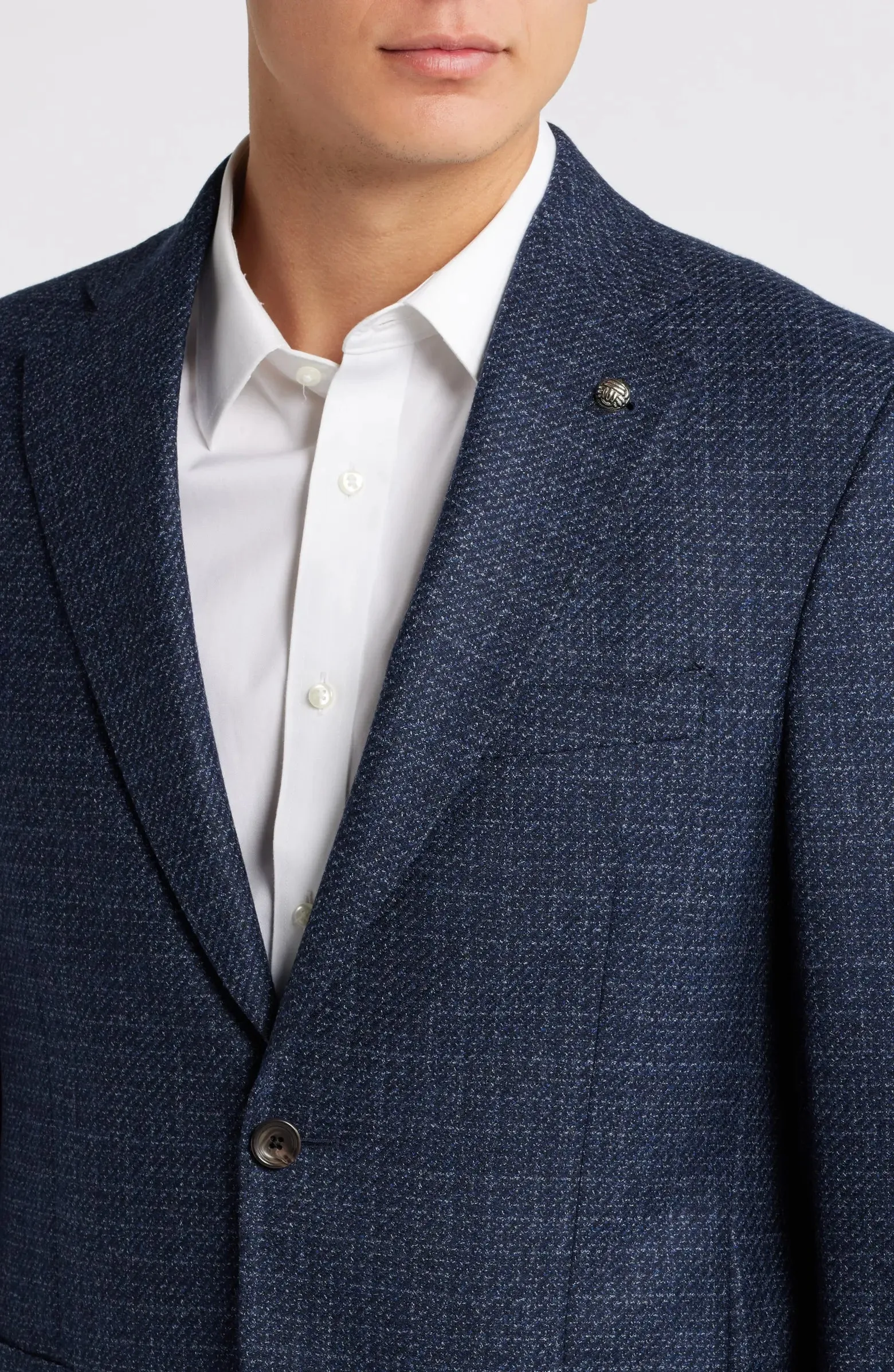 Blue Mélange Knit Morton Contemporary Fit Wool Sport Jacket - Jack Victor