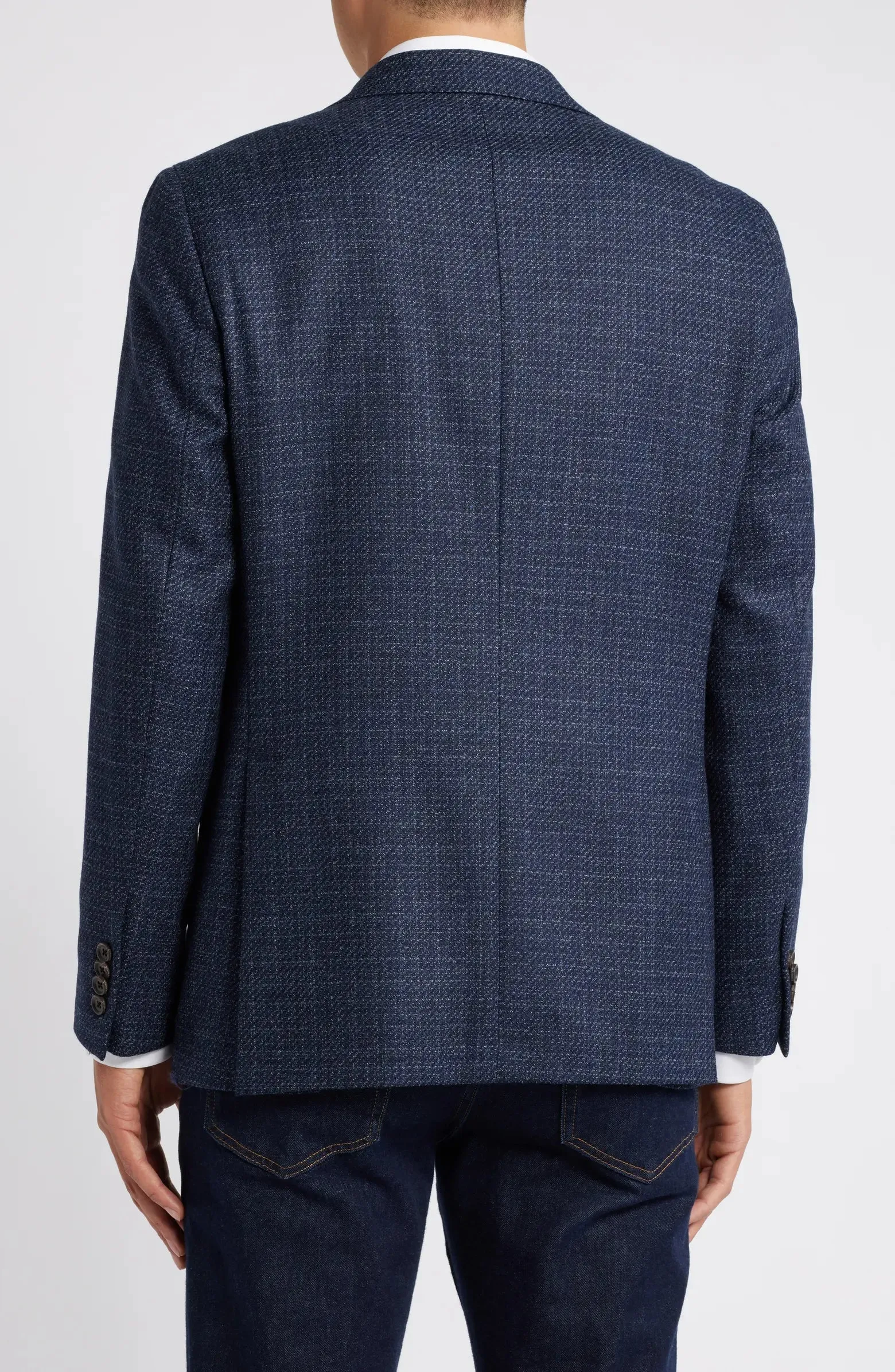 Blue Mélange Knit Morton Contemporary Fit Wool Sport Jacket - Jack Victor