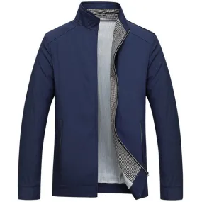 Business Casual Thin Stand Collar Solid Color Jackets for Men