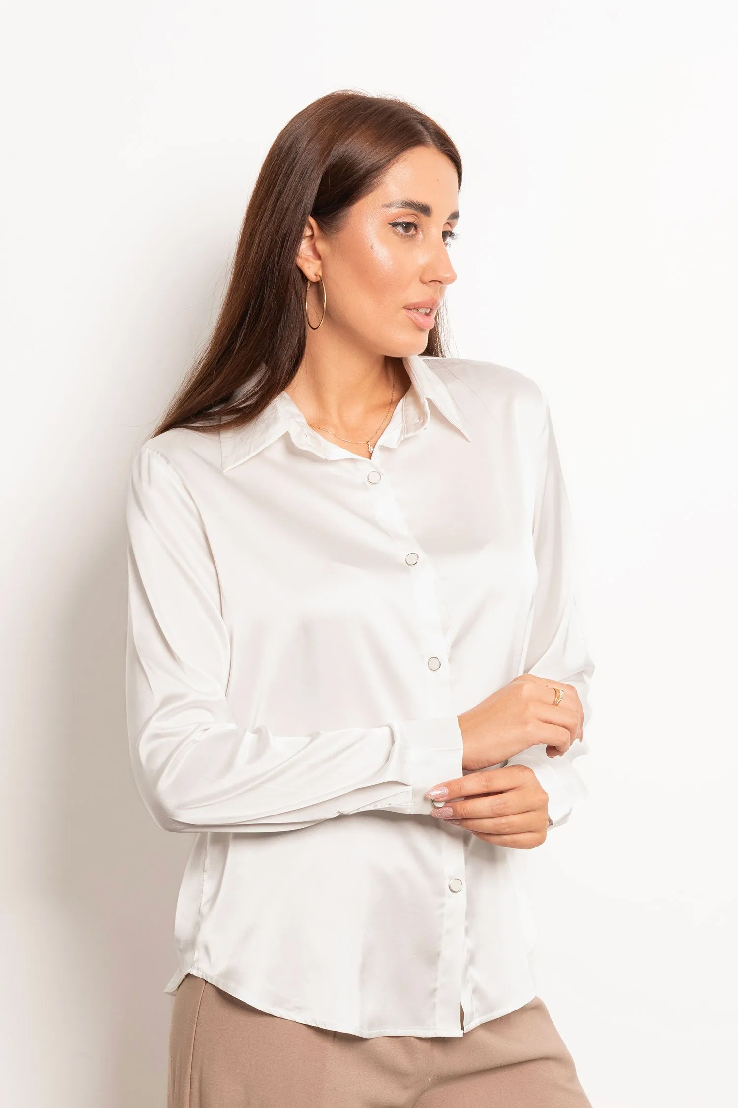 Button Satin Blouse - Mitcha Label