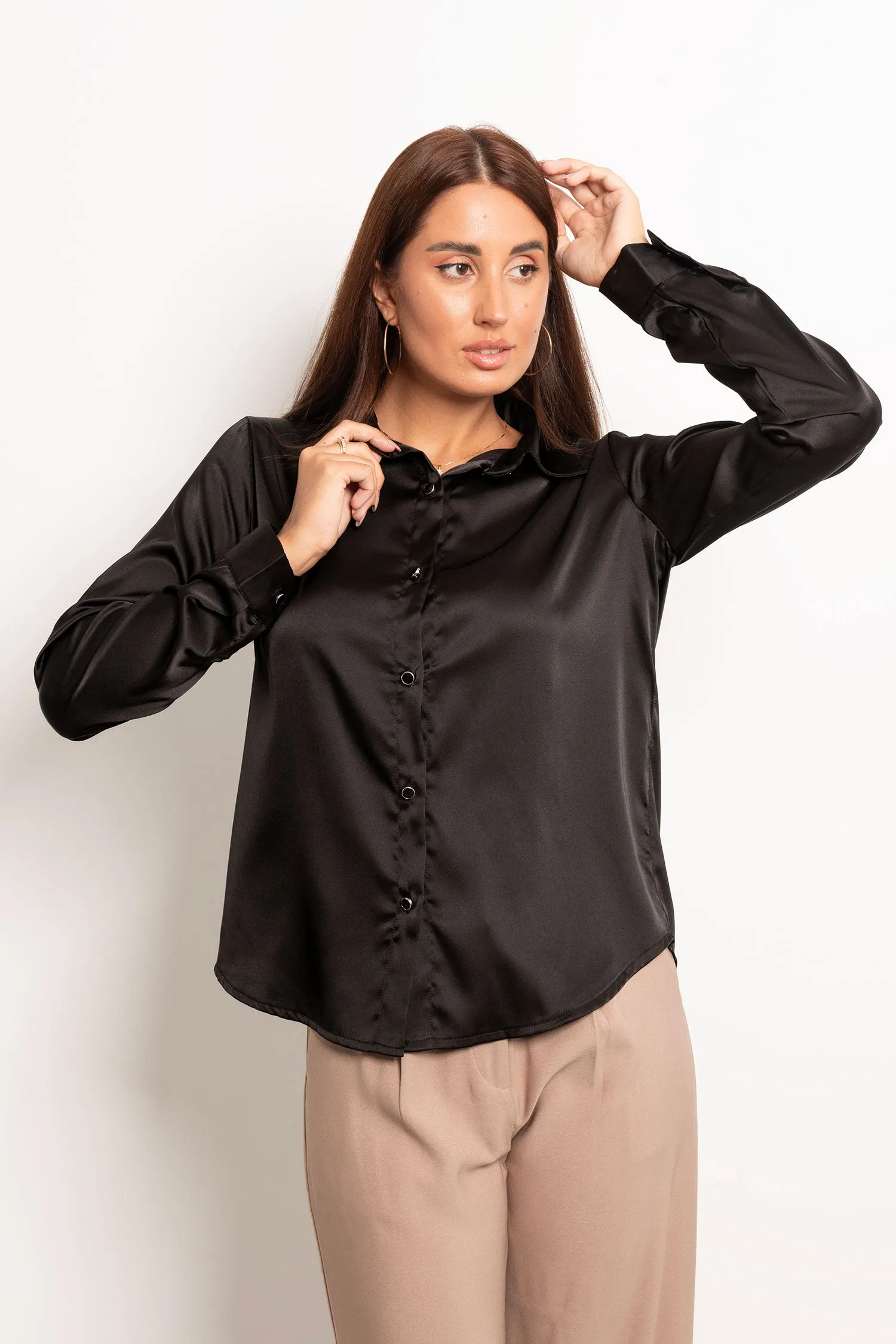 Button Satin Blouse - Mitcha Label