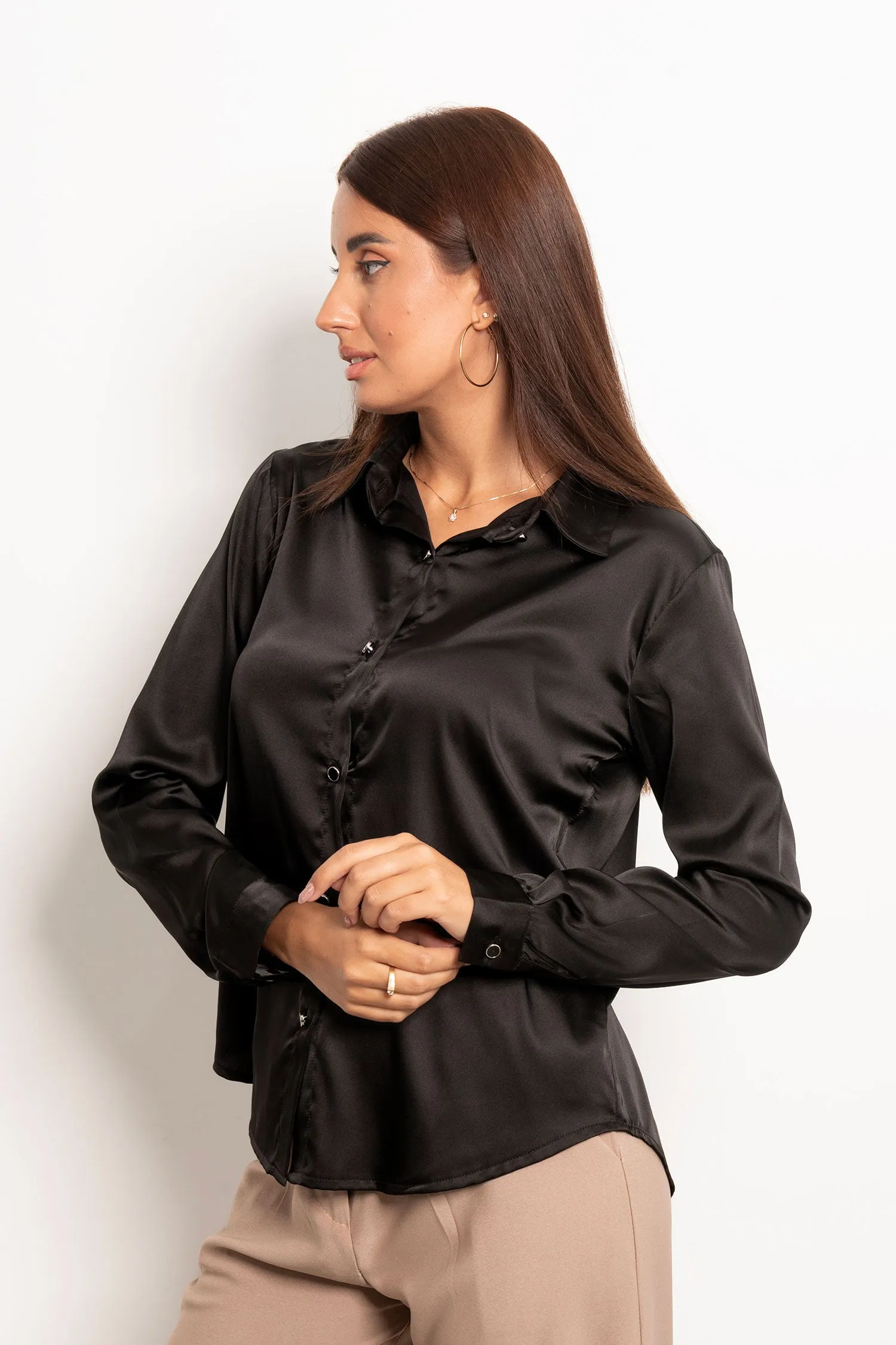 Button Satin Blouse - Mitcha Label