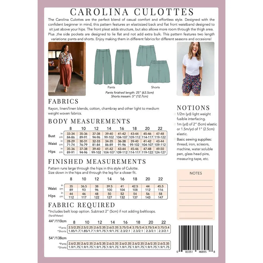 Carolina Culottes Pattern