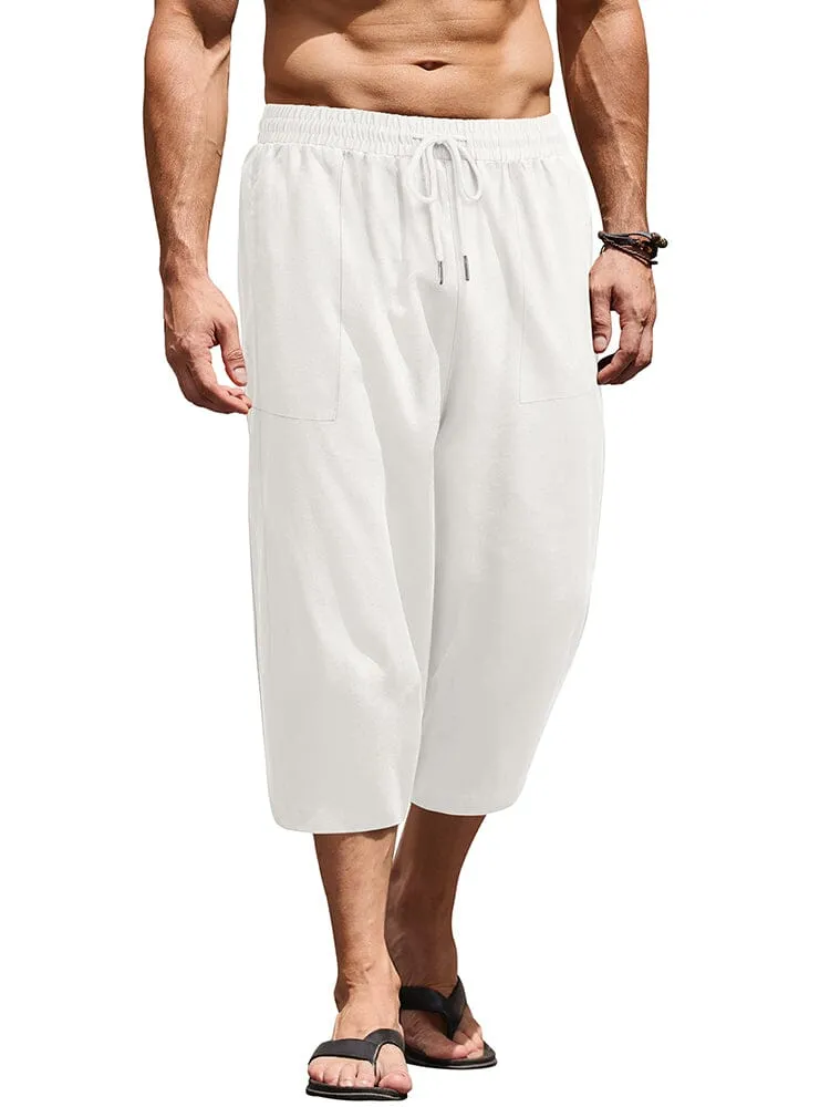 Casual Linen 3/4 Beach Yoga Shorts (US Only)