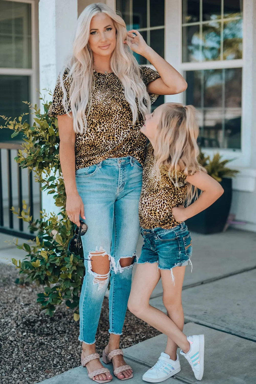 Cheetah Print Short Sleeve Blouse Mommy & Me Outfit