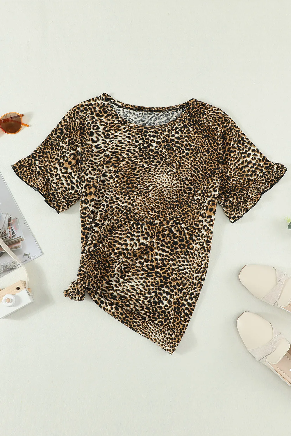 Cheetah Print Short Sleeve Blouse Mommy & Me Outfit