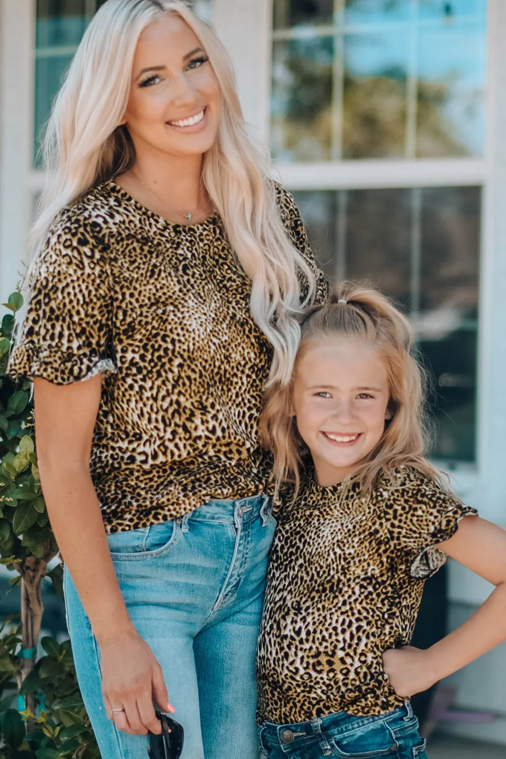 Cheetah Print Short Sleeve Blouse Mommy & Me Outfit