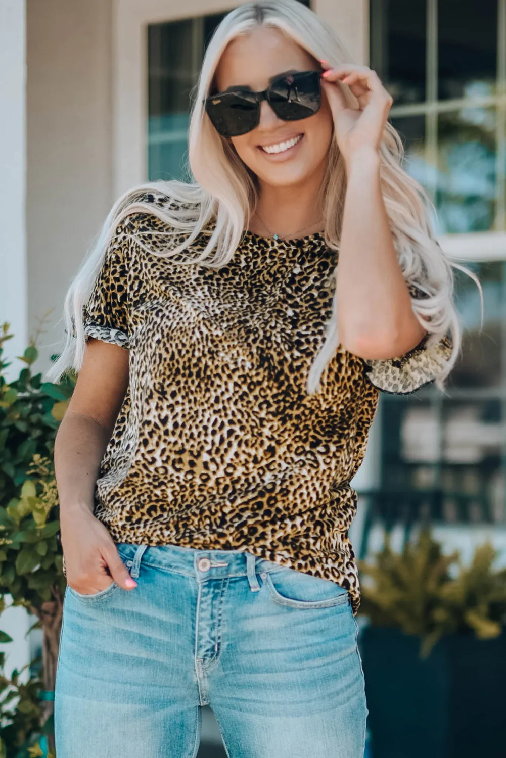 Cheetah Print Short Sleeve Blouse Mommy & Me Outfit