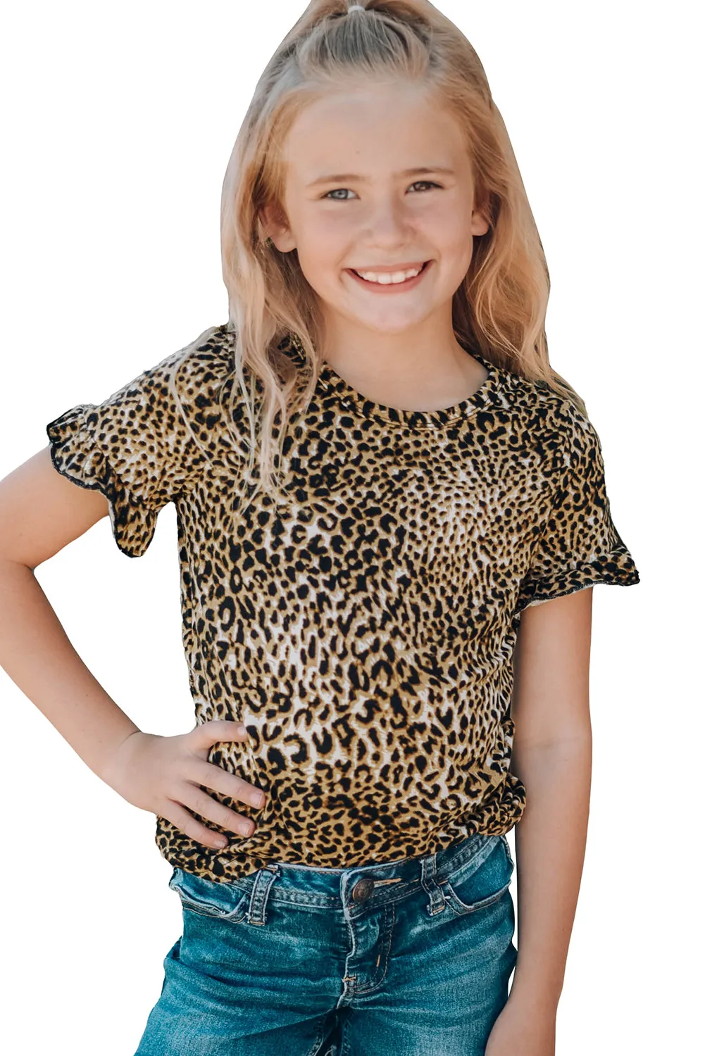 Cheetah Print Short Sleeve Blouse Mommy & Me Outfit