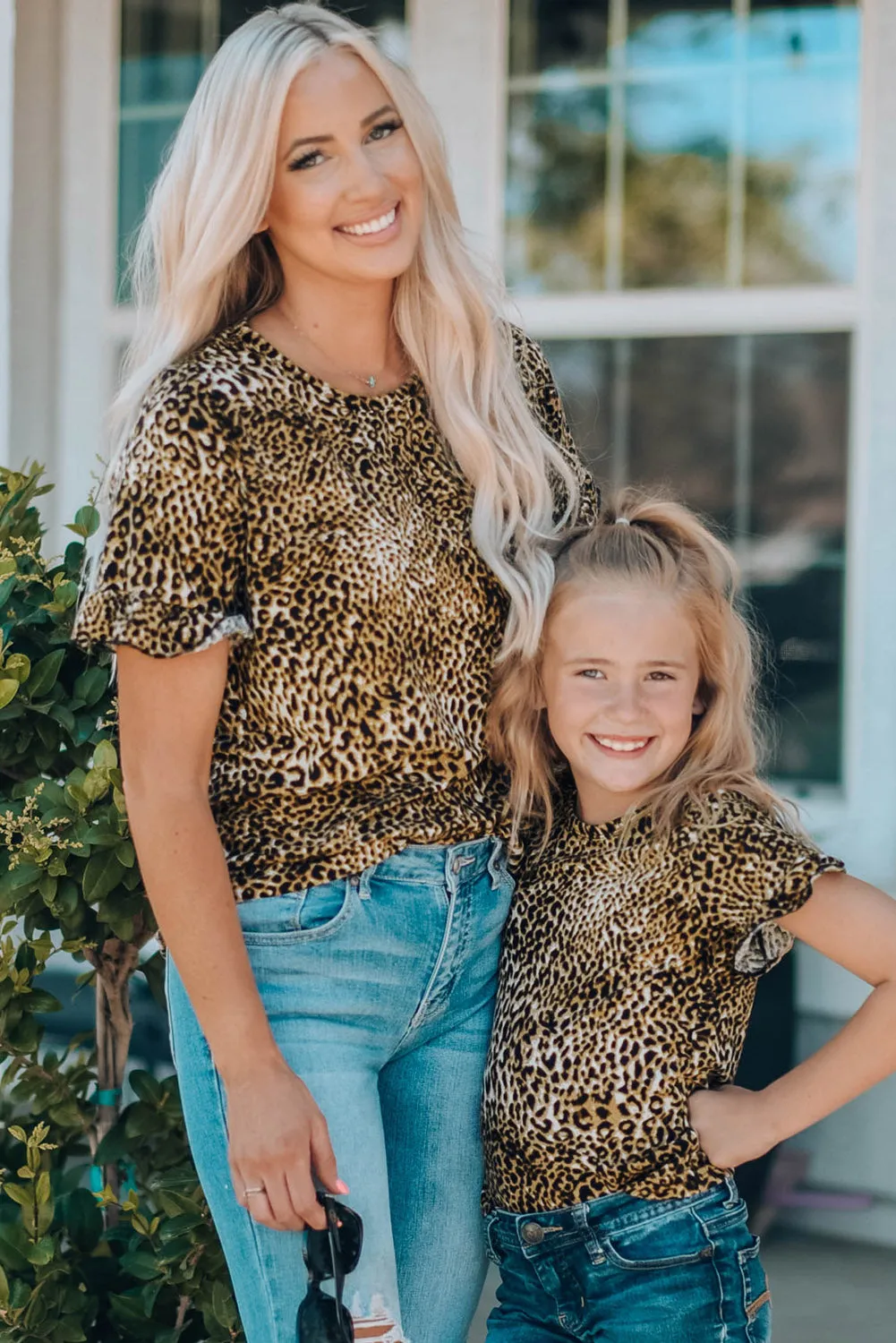 Cheetah Print Short Sleeve Blouse Mommy & Me Outfit