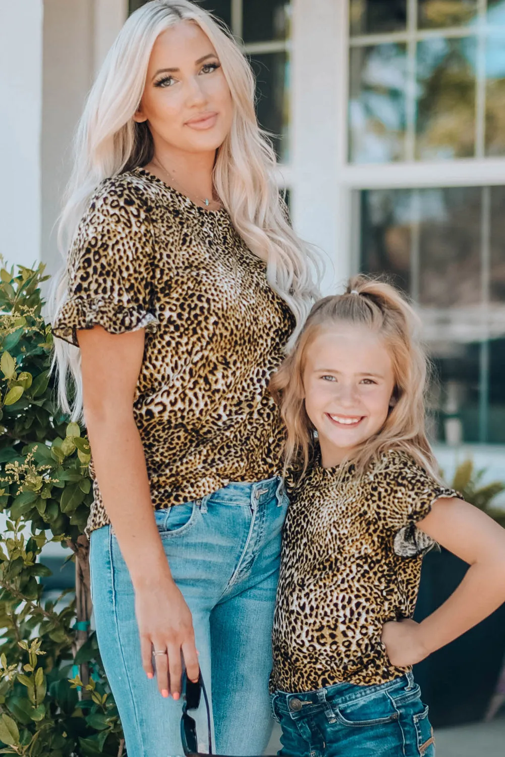 Cheetah Print Short Sleeve Blouse Mommy & Me Outfit