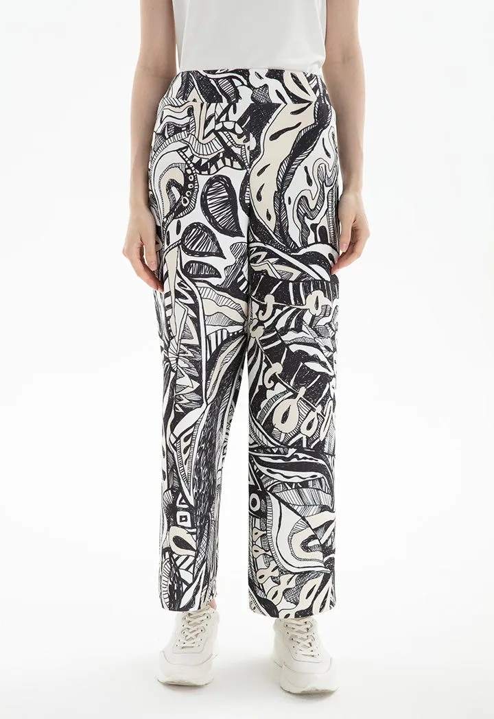 Choice Hand Sketch Printed Neoprene Culottes Print