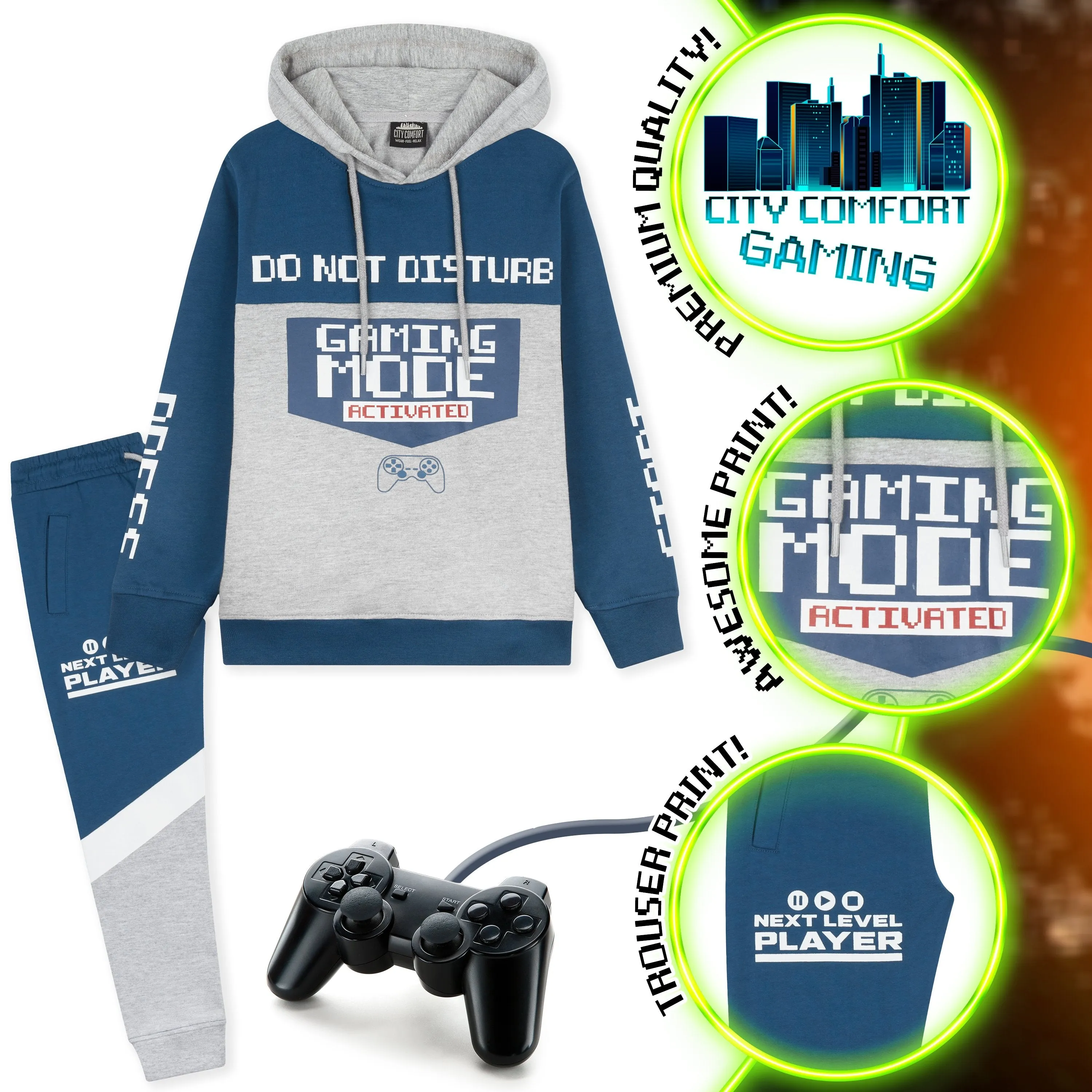 CityComfort Boys Navy&Grey Tracksuit, Gaming Boys Hoodies and Joggers