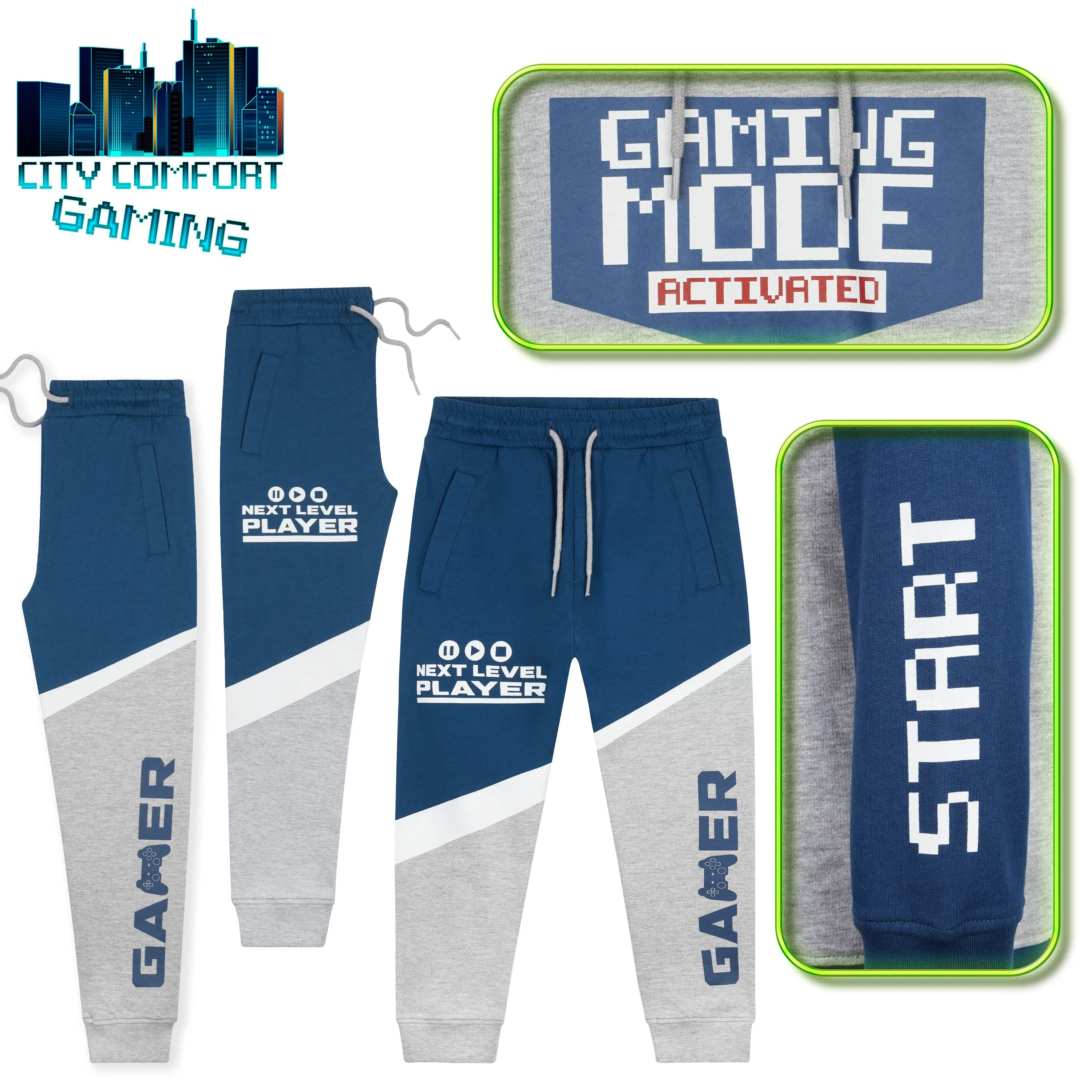 CityComfort Boys Navy&Grey Tracksuit, Gaming Boys Hoodies and Joggers