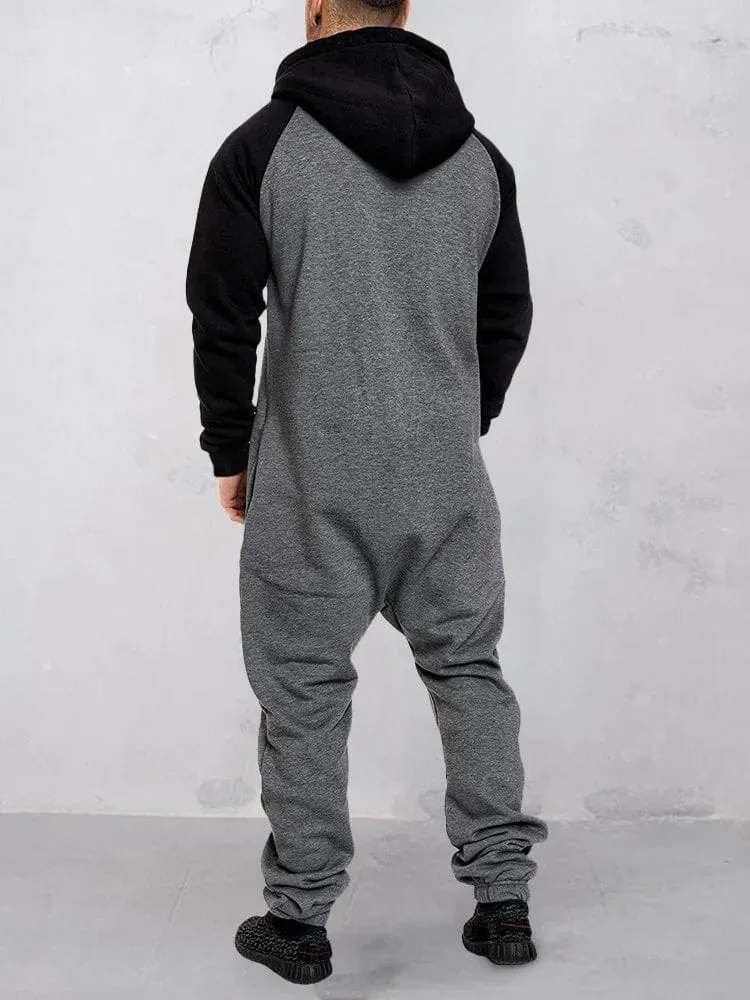 Coofandy Splicing Fleece Sports Jumpsuit