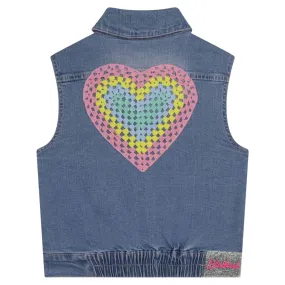 CROCHET HEART DENIM VEST