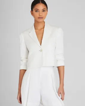 Cropped Linen Blend Blazer