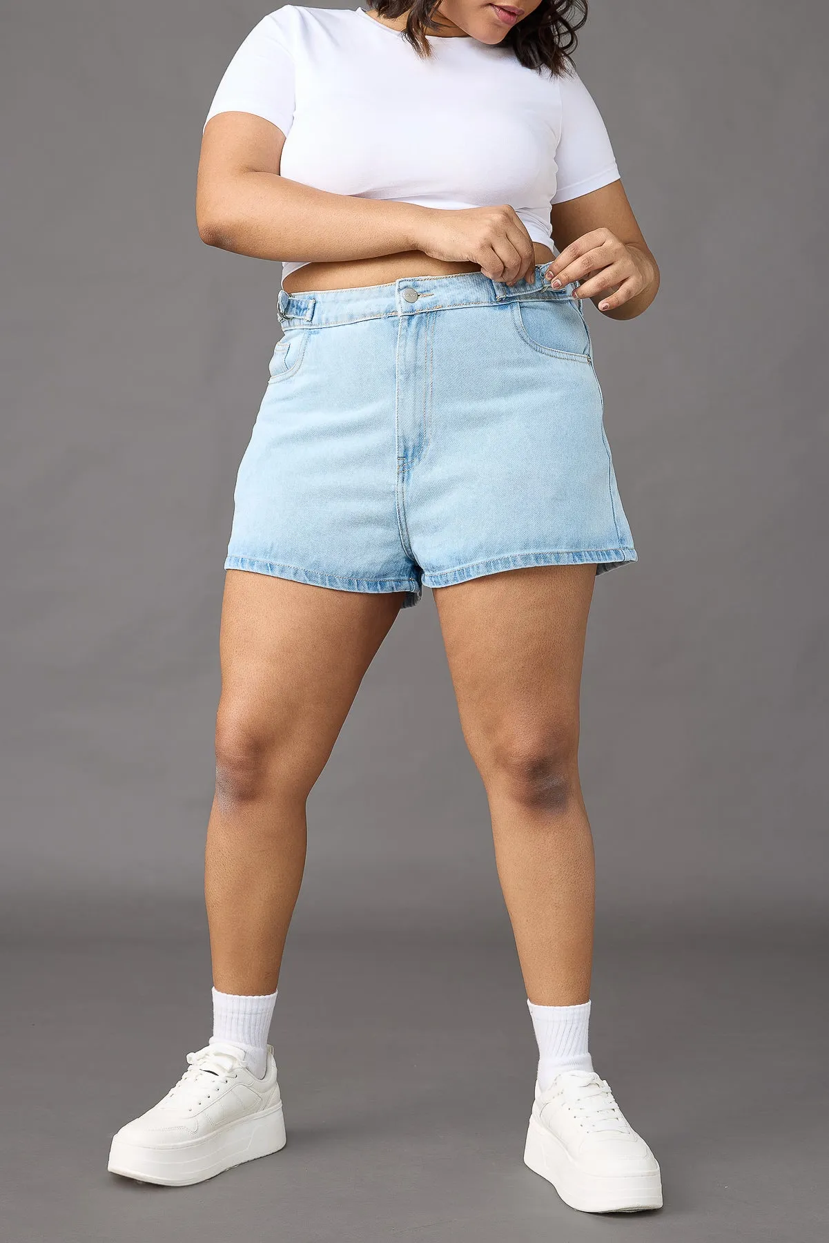 Curve Dreamy Light Blue Denim Shorts