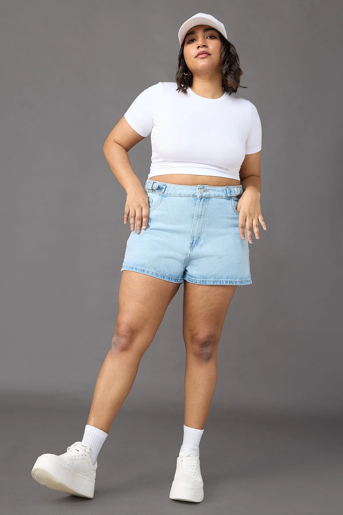 Curve Dreamy Light Blue Denim Shorts