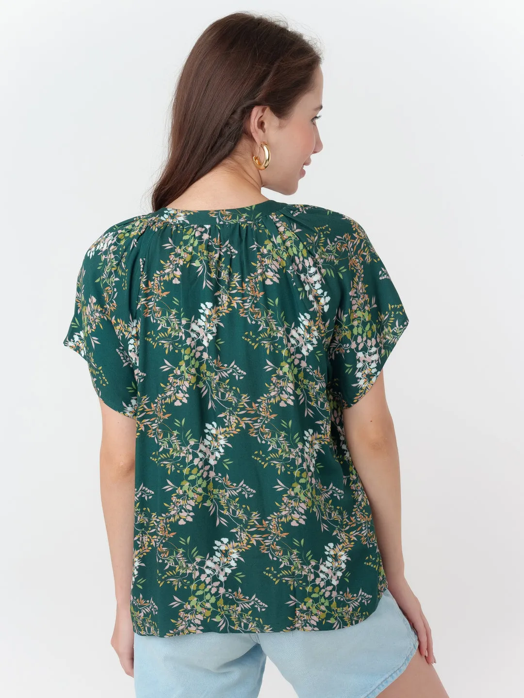 Dark Cedar Printed Regular Top