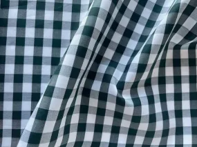 Deep Bottle Green & White 1/2" Gingham Cotton Lawn (Made in Italy)