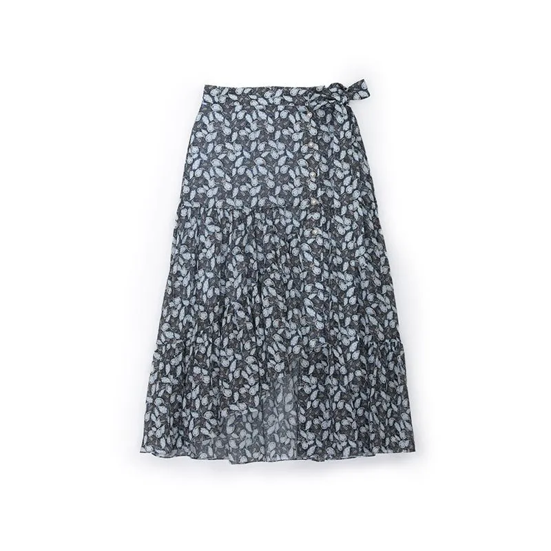 Ditsy Floral Maxi Skirt Chiffon Printed